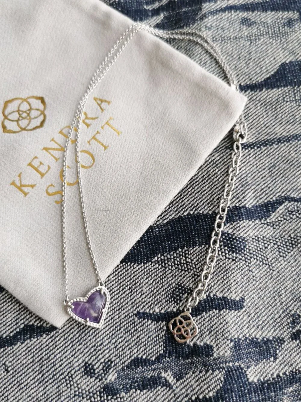 Kendra Scott Amethyst Silver Necklace - Ari Heart